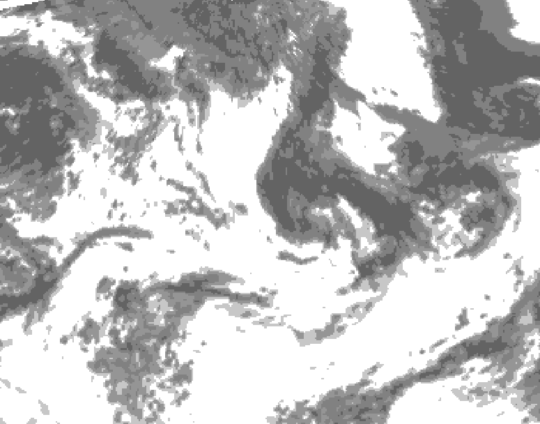 GDPS total cloud 132 hour forecast chart for Canada based on 2026/07/09 1200Z data