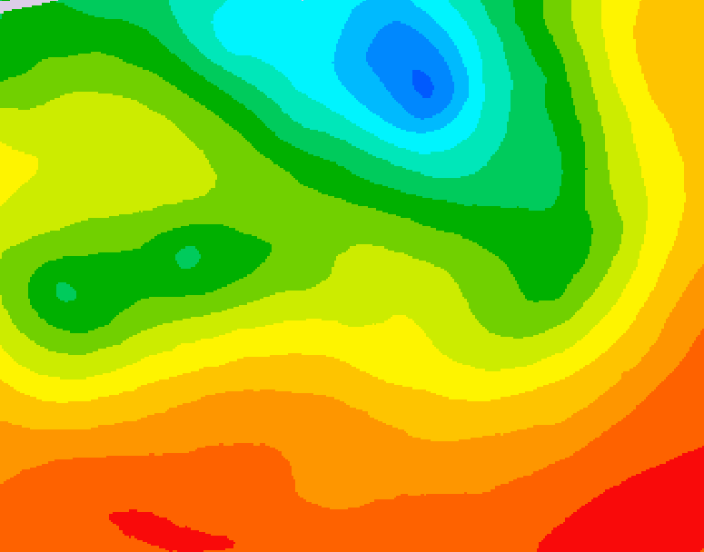 GDPS 500 millibar geopotential height 012 hour forecast chart for Canada based on 2026/07/10 1200Z data