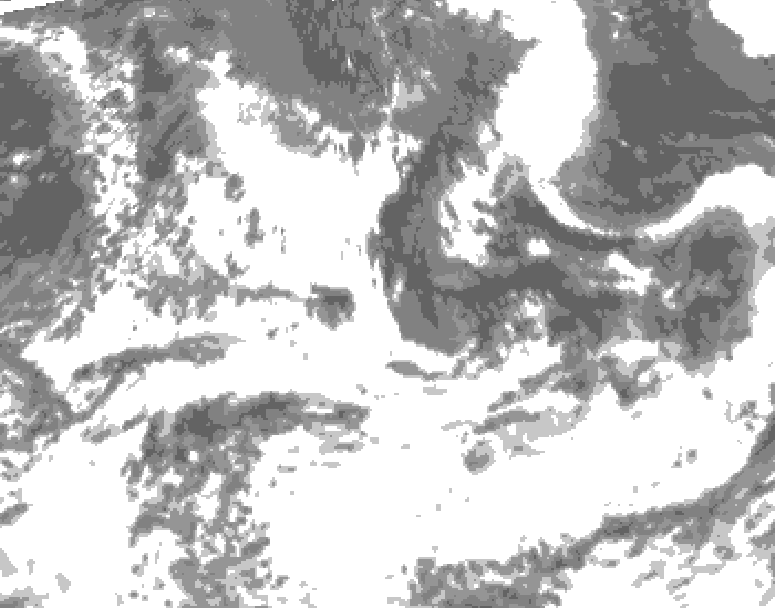 GDPS total cloud 120 hour forecast chart for Canada based on 2026/07/10 0000Z data