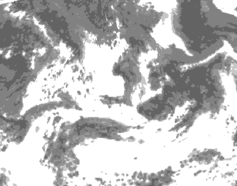 GDPS total cloud 102 hour forecast chart for Canada based on 2026/07/11 0000Z data