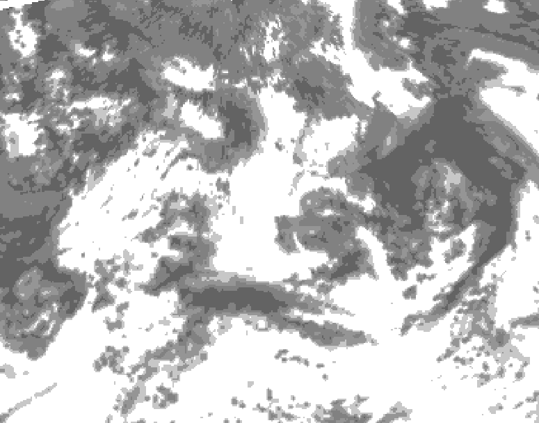GDPS total cloud 126 hour forecast chart for Canada based on 2026/07/11 0000Z data