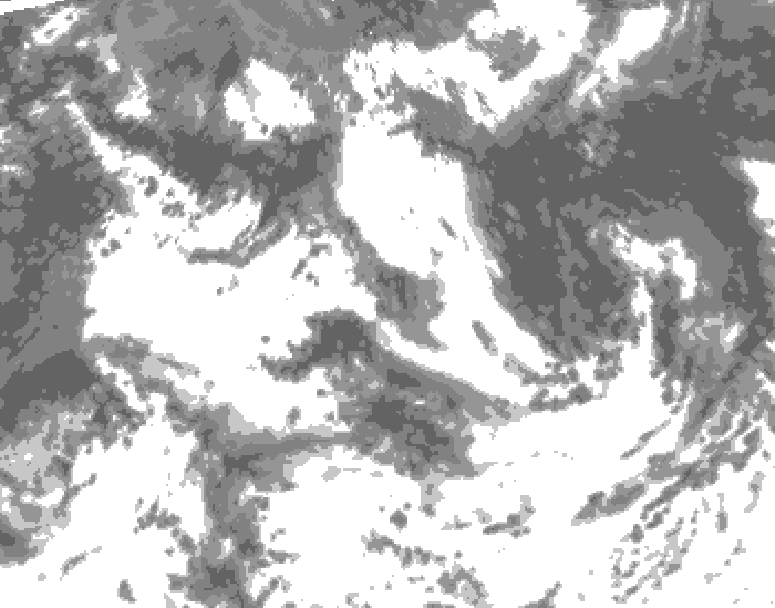 GDPS total cloud 102 hour forecast chart for Canada based on 2026/07/13 0000Z data