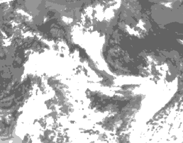 GDPS total cloud 102 hour forecast chart for Canada based on 2026/07/14 0000Z data
