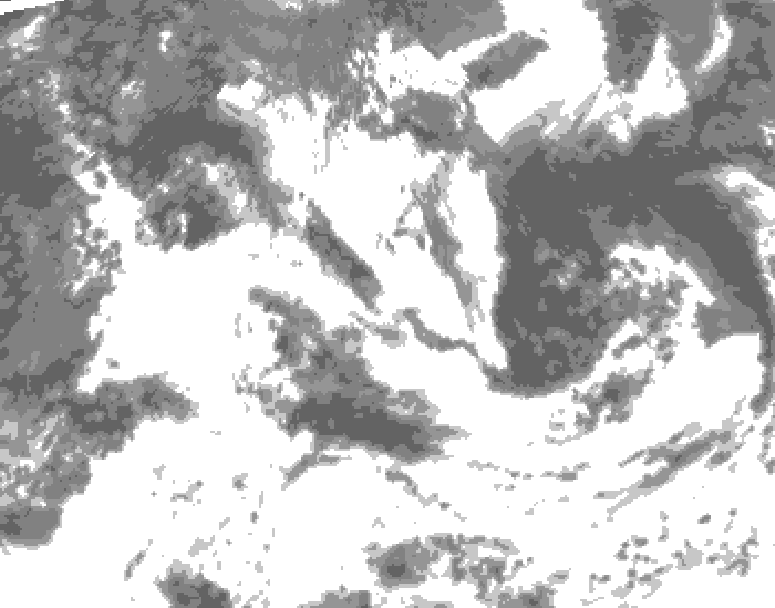 GDPS total cloud 018 hour forecast chart for Canada based on 2026/07/16 0000Z data