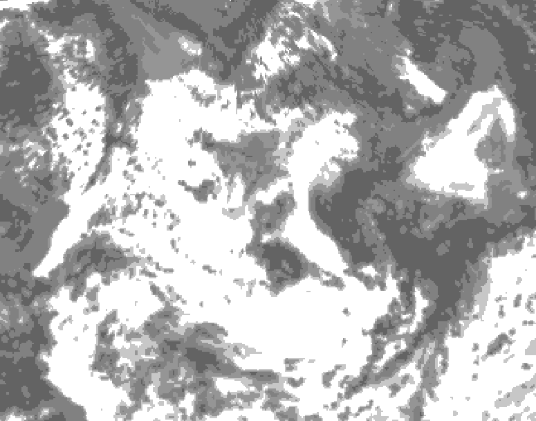 GDPS total cloud 150 hour forecast chart for Canada based on 2026/07/16 0000Z data