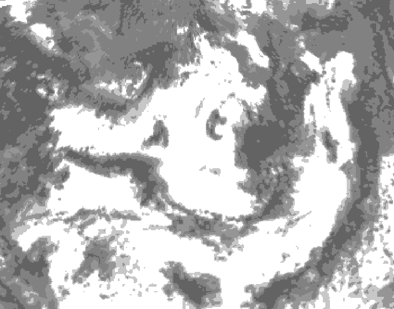 GDPS total cloud 210 hour forecast chart for Canada based on 2026/07/16 0000Z data