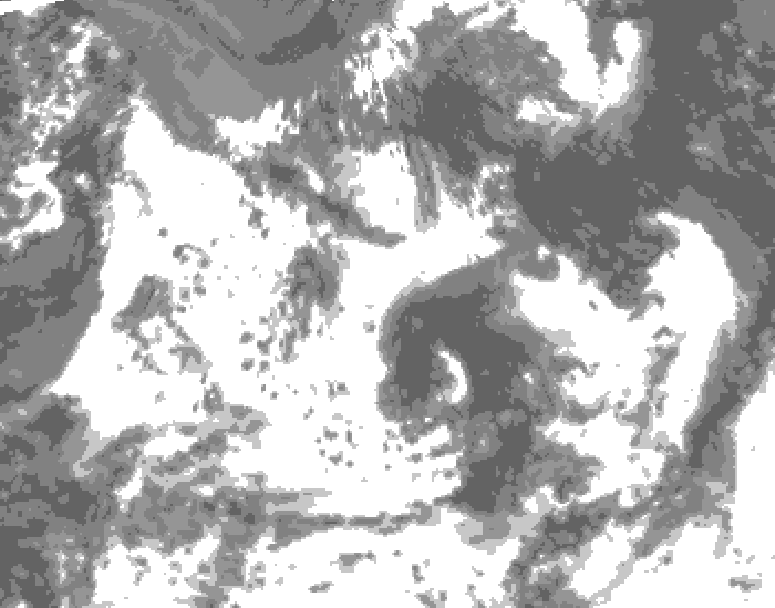 GDPS total cloud 102 hour forecast chart for Canada based on 2026/07/17 0000Z data