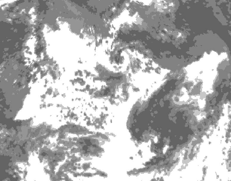 GDPS total cloud 102 hour forecast chart for Canada based on 2026/07/18 0000Z data