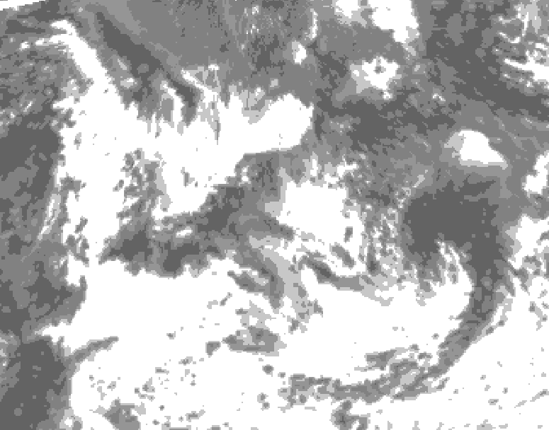 GDPS total cloud 018 hour forecast chart for Canada based on 2026/07/19 0000Z data