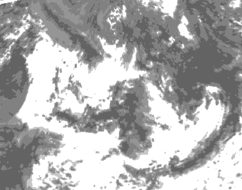 GDPS total cloud 036 hour forecast chart for Canada based on 2026/07/19 0000Z data