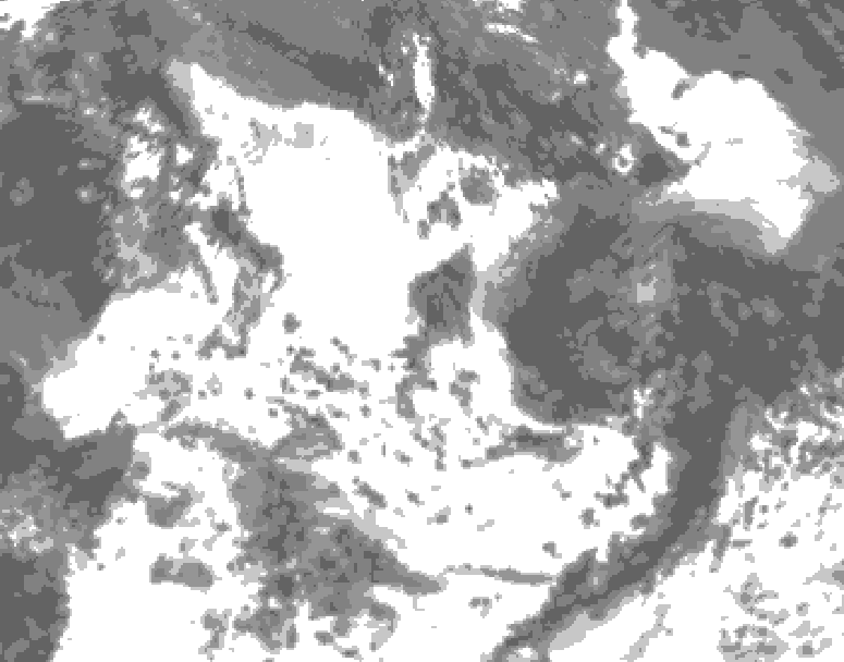 GDPS total cloud 102 hour forecast chart for Canada based on 2026/07/19 0000Z data