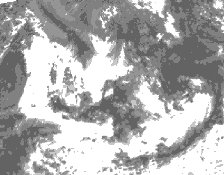 GDPS total cloud 024 hour forecast chart for Canada based on 2026/07/19 1200Z data