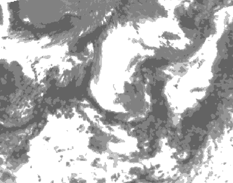 GDPS total cloud 132 hour forecast chart for Canada based on 2026/07/21 0000Z data