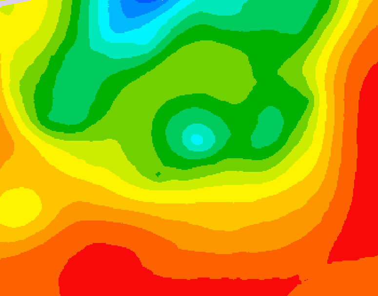 GDPS 500 millibar geopotential height 036 hour forecast chart for Canada based on 2026/07/23 0000Z data