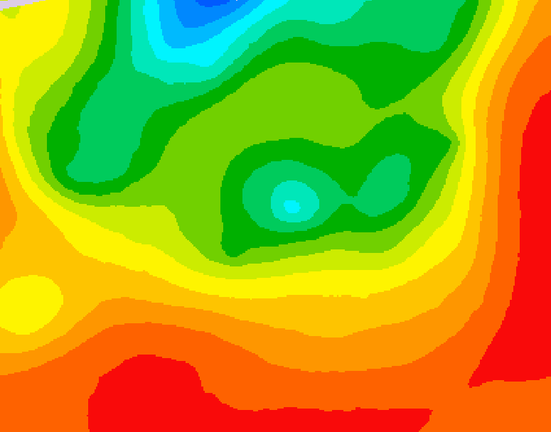 GDPS 500 millibar geopotential height 024 hour forecast chart for Canada based on 2026/07/23 1200Z data