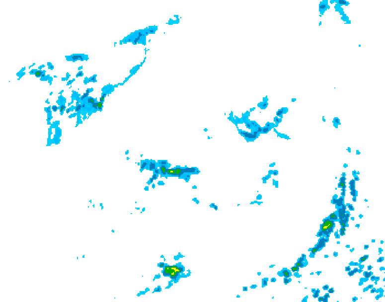 GDPS precipitation 018 hour forecast chart for Canada based on 2026/07/23 1200Z data