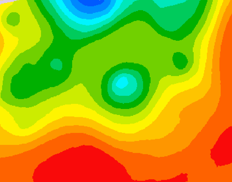 GDPS 500 millibar geopotential height 012 hour forecast chart for Canada based on 2026/07/25 0000Z data