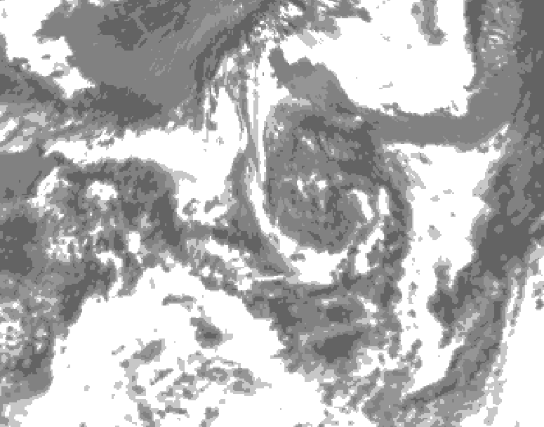 GDPS total cloud 048 hour forecast chart for Canada based on 2026/07/25 1200Z data