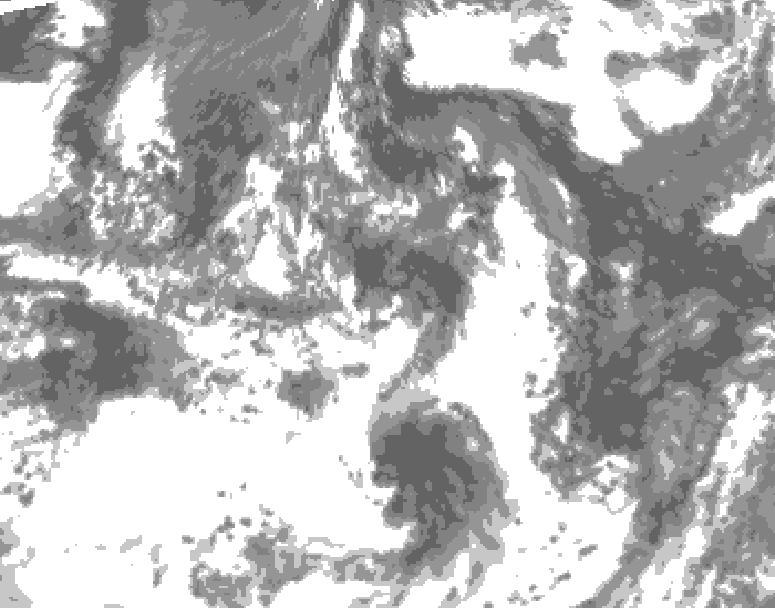 GDPS total cloud 132 hour forecast chart for Canada based on 2026/07/25 1200Z data