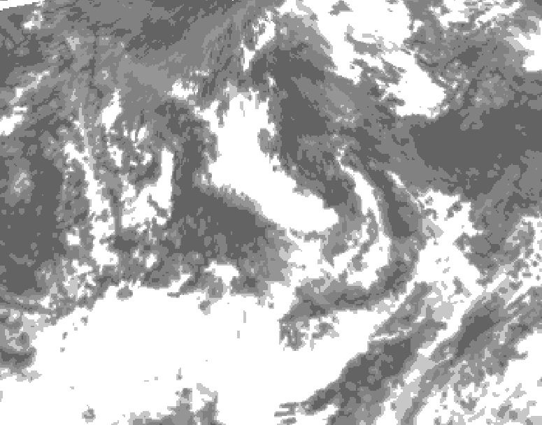 GDPS total cloud 192 hour forecast chart for Canada based on 2026/07/25 1200Z data