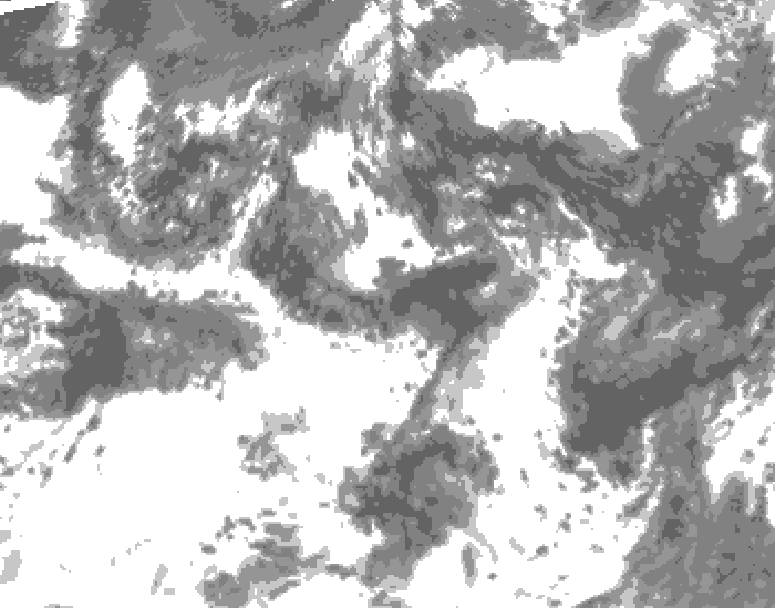 GDPS total cloud 120 hour forecast chart for Canada based on 2026/07/26 0000Z data