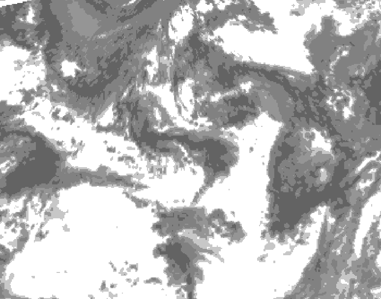 GDPS total cloud 102 hour forecast chart for Canada based on 2026/07/26 1200Z data