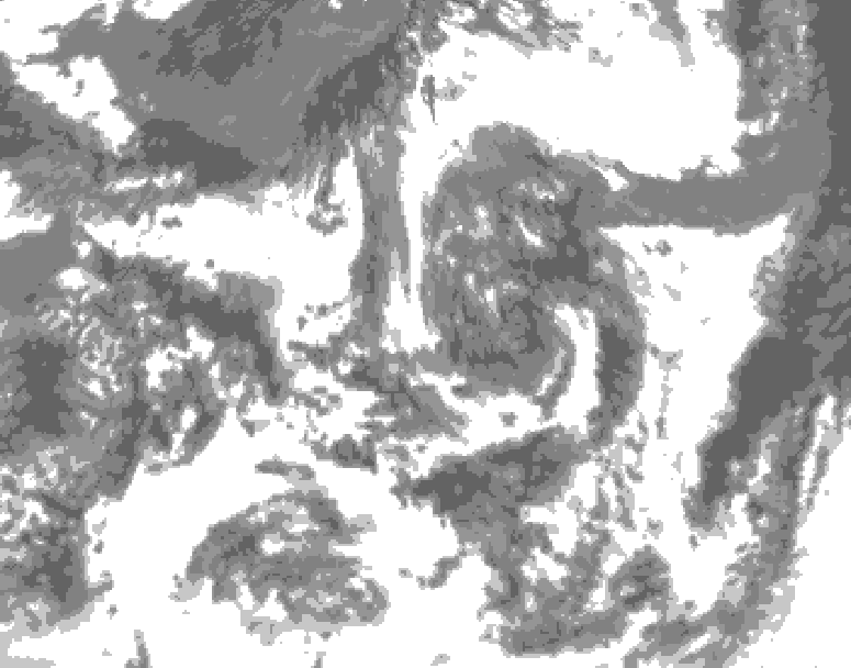 GDPS total cloud 012 hour forecast chart for Canada based on 2026/07/27 0000Z data