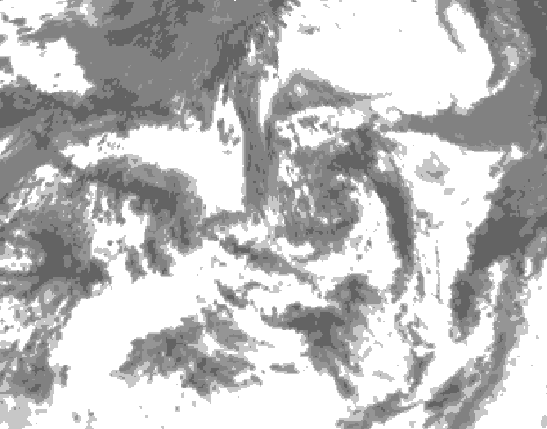 GDPS total cloud 006 hour forecast chart for Canada based on 2026/07/27 1200Z data