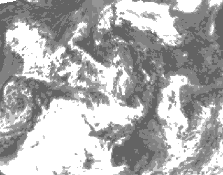 GDPS total cloud 120 hour forecast chart for Canada based on 2026/07/27 1200Z data