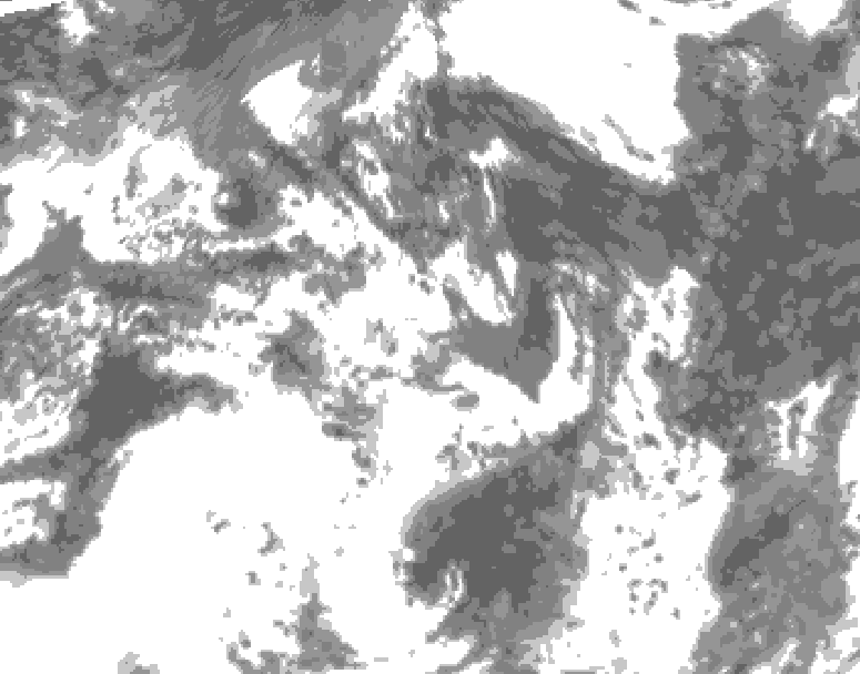 GDPS total cloud 012 hour forecast chart for Canada based on 2026/07/31 1200Z data