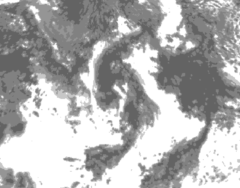 GDPS total cloud 096 hour forecast chart for Canada based on 2026/07/31 1200Z data