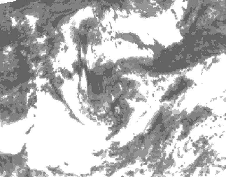 GDPS total cloud 150 hour forecast chart for Canada based on 2026/07/31 1200Z data