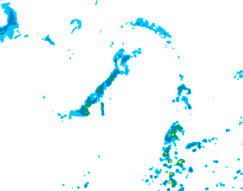 GDPS precipitation 036 hour forecast chart for Canada based on 2026/08/01 1200Z data