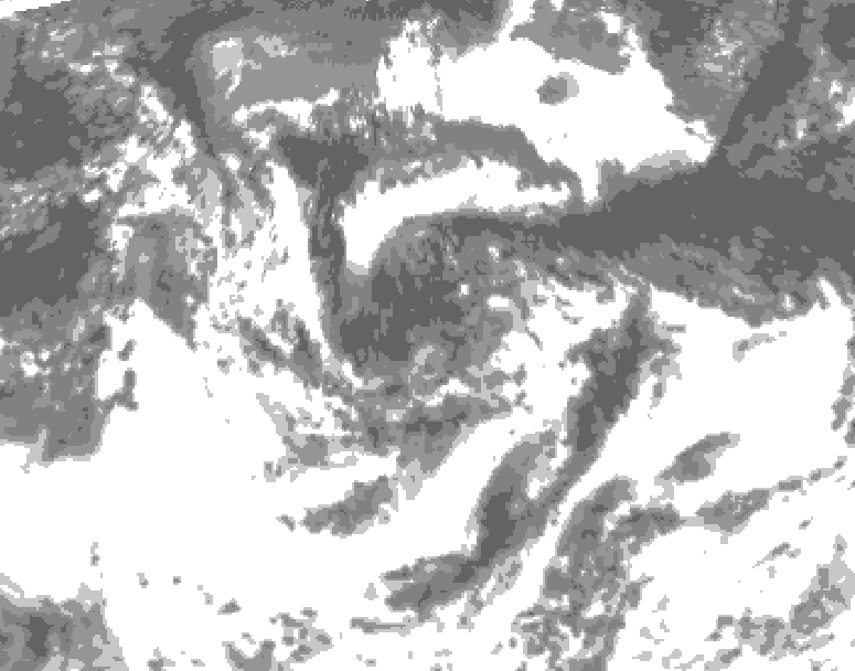 GDPS total cloud 120 hour forecast chart for Canada based on 2026/08/01 0000Z data