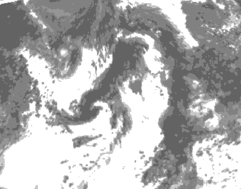 GDPS total cloud 042 hour forecast chart for Canada based on 2026/08/01 1200Z data