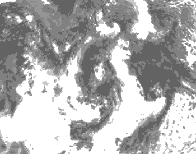 GDPS total cloud 072 hour forecast chart for Canada based on 2026/08/01 1200Z data