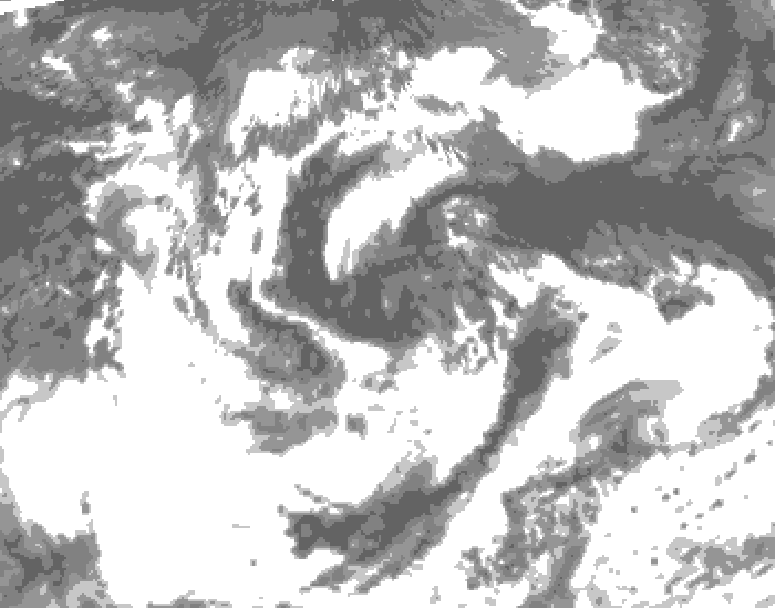 GDPS total cloud 102 hour forecast chart for Canada based on 2026/08/01 1200Z data