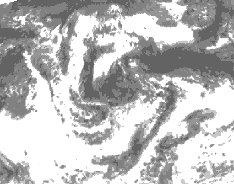 GDPS total cloud 108 hour forecast chart for Canada based on 2026/08/01 1200Z data