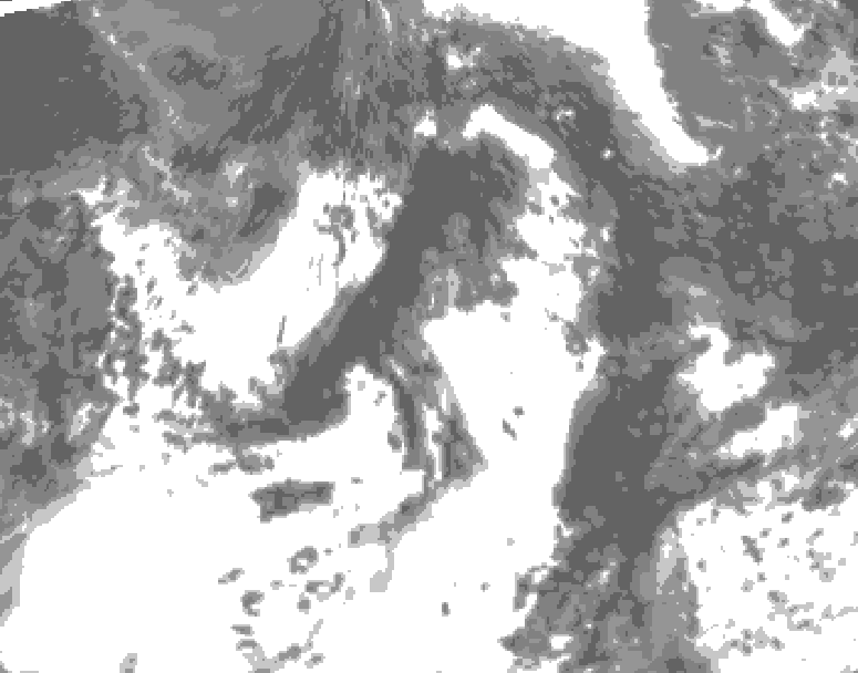 GDPS total cloud 018 hour forecast chart for Canada based on 2026/08/02 1200Z data