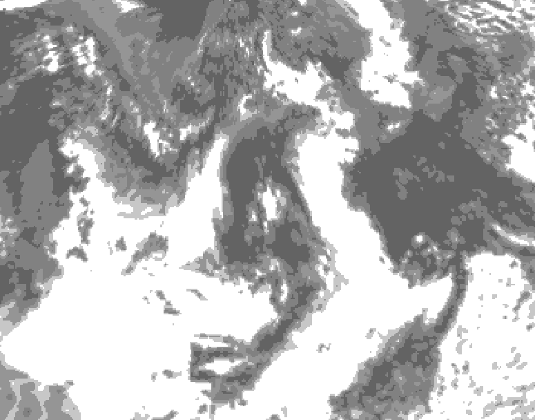 GDPS total cloud 048 hour forecast chart for Canada based on 2026/08/02 1200Z data