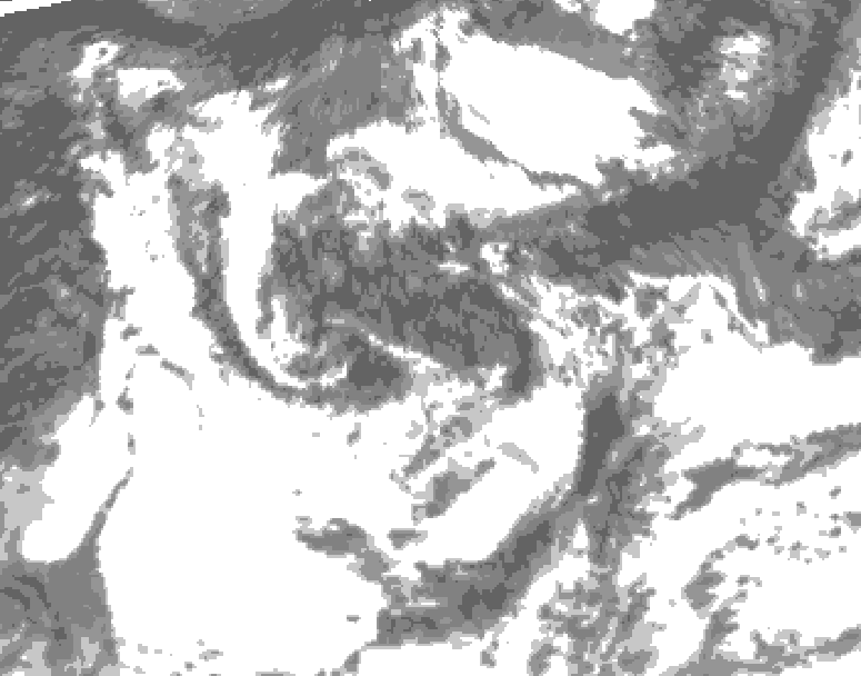 GDPS total cloud 102 hour forecast chart for Canada based on 2026/08/02 1200Z data