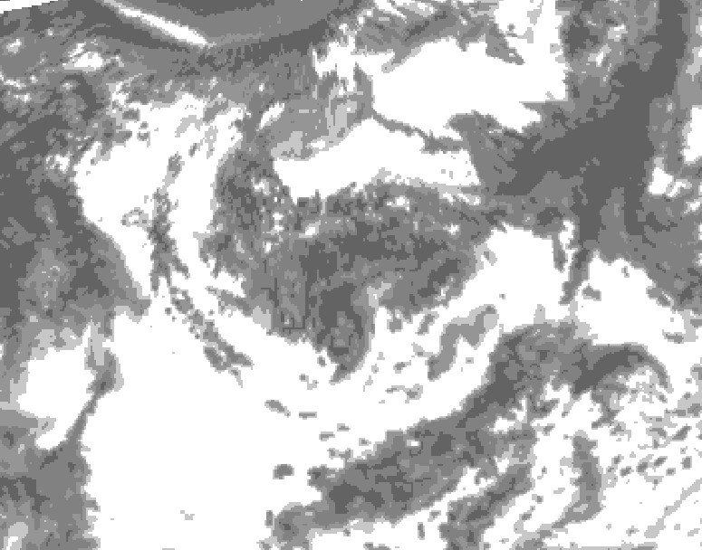 GDPS total cloud 120 hour forecast chart for Canada based on 2026/08/02 1200Z data