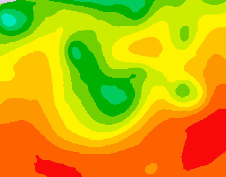 GDPS 500 millibar geopotential height 036 hour forecast chart for Canada based on 2026/08/03 1200Z data