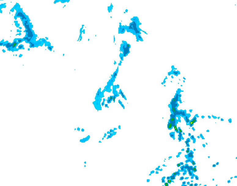 GDPS precipitation 006 hour forecast chart for Canada based on 2026/08/03 1200Z data