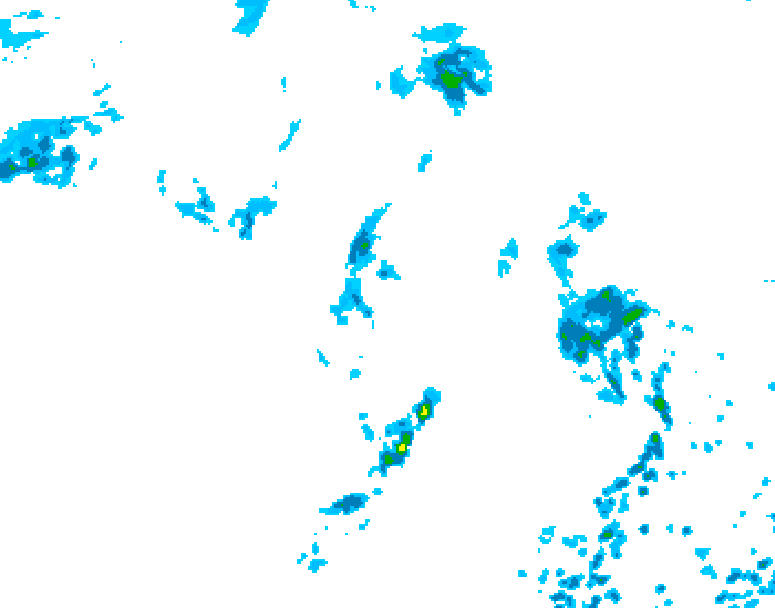 GDPS precipitation 018 hour forecast chart for Canada based on 2026/08/03 1200Z data