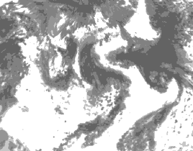 GDPS total cloud 048 hour forecast chart for Canada based on 2026/08/03 0000Z data
