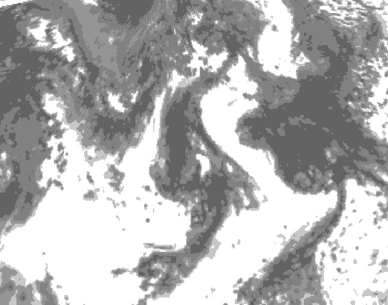 GDPS total cloud 024 hour forecast chart for Canada based on 2026/08/03 1200Z data
