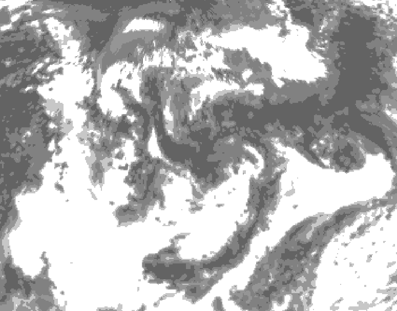 GDPS total cloud 048 hour forecast chart for Canada based on 2026/08/03 1200Z data