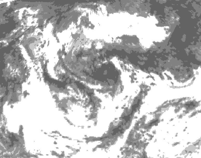 GDPS total cloud 012 hour forecast chart for Canada based on 2026/08/05 1200Z data