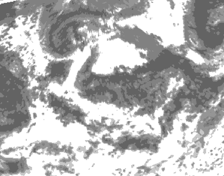 GDPS total cloud 120 hour forecast chart for Canada based on 2026/08/06 1200Z data